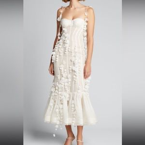 Zimmermann size 0 white/ivory botanica silk-linen petal gown. Pristine like new